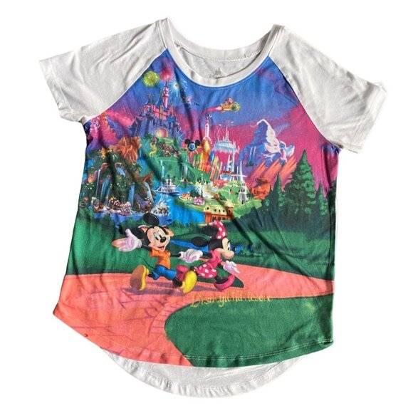 Disney Parks Disneyland Womens Fitted Graphic Print Mickey Mouse T-Shirt-Med - Picture 1 of 7